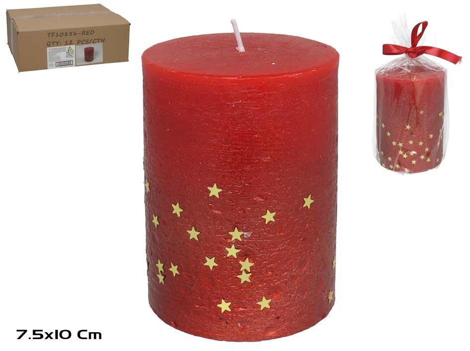 [138549] VELA TACO ROJA ESTRELLAS DORADAS 7.5 X 10 CM
