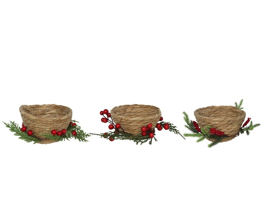 [138557] CESTA CON BAYAS ROJO 24 CM