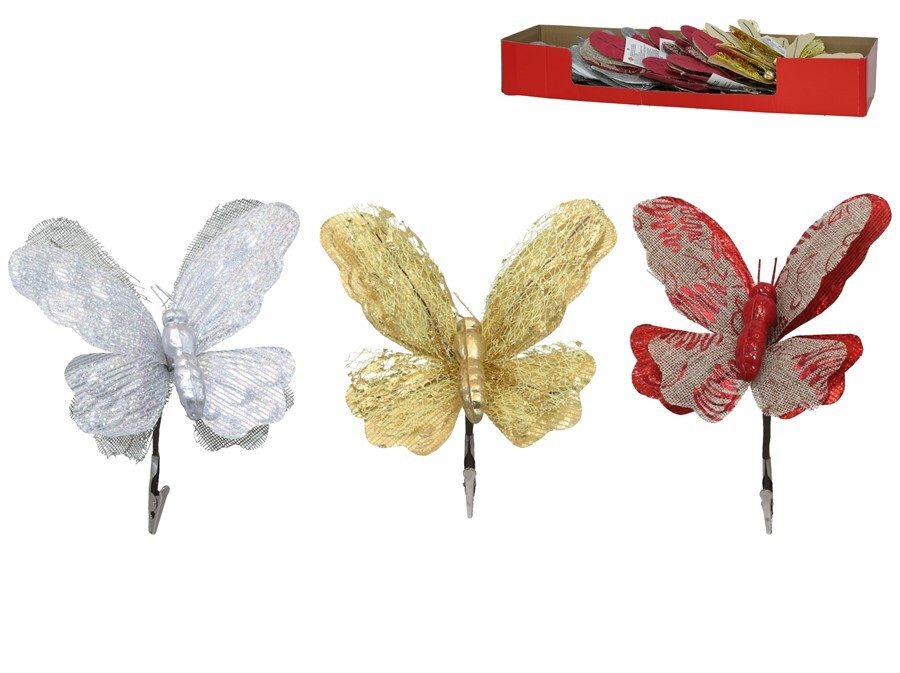 [138675] MARIPOSA PAOLA CON CLIP 3 SURTIDOS 14 X 18 CM