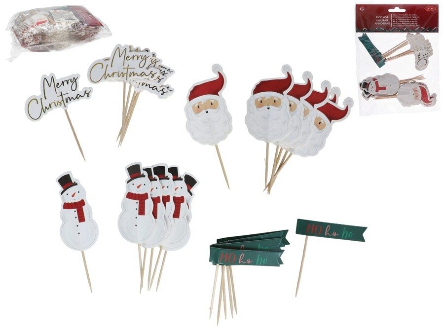 [138688] PICK FIGURAS NAVIDAD CARTON 11 CM 24 UDS