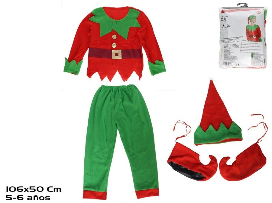 [138710] TRAJE ELFO INFANTIL 4 PZAS