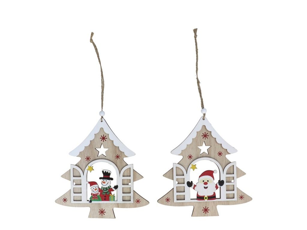 [138711] COLGANTE MADERA XMAS BLACON 2 SURTIDOS 16 X 17 X 4 CM