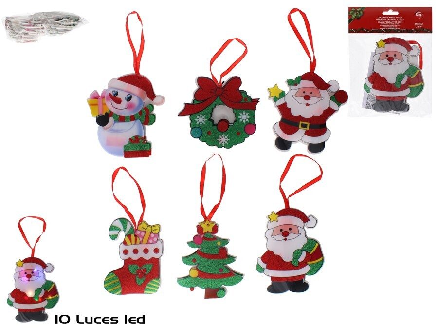 [138727] COLGANTE XMAS 10 LED 6 SURTIDOS
