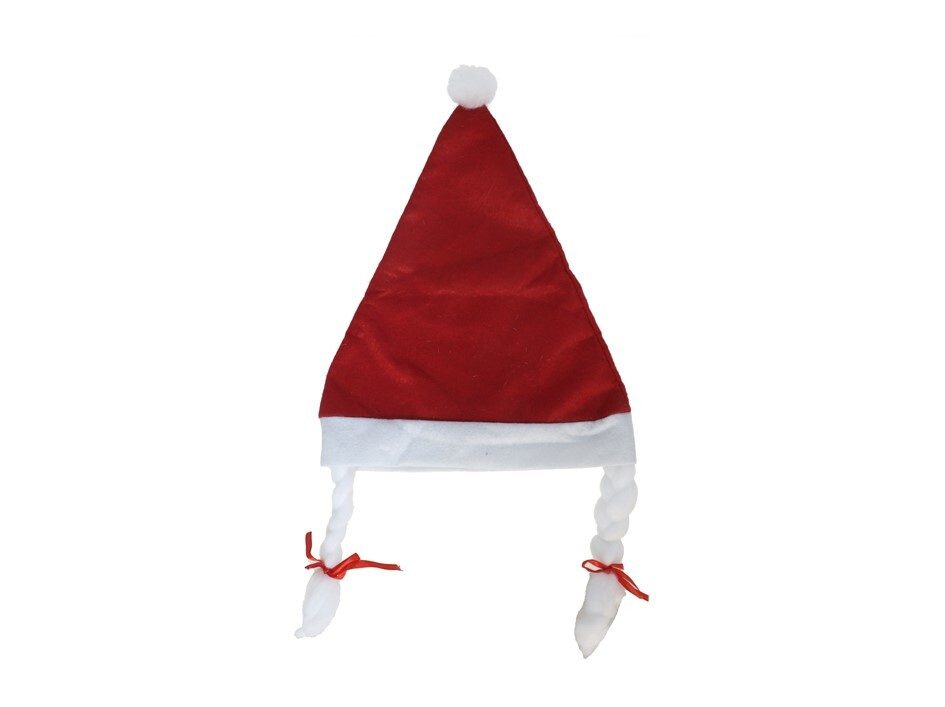 [138741] GORRO CON TRENZAS BLANCO Y ROJO 30 X 40 CM