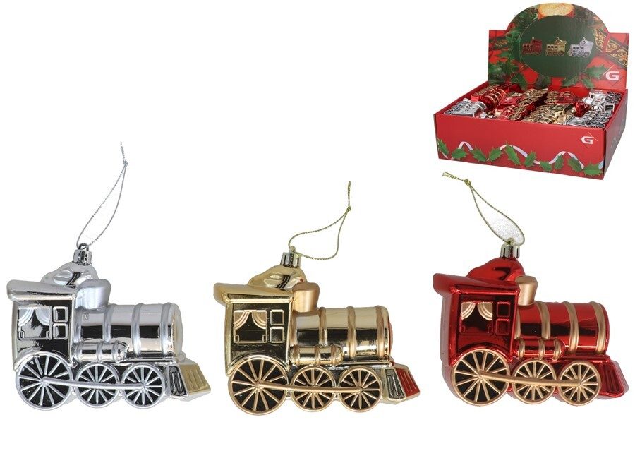 [138753] COLGANTE LOCOMOTORA ROJO/ORO/PLATA 13.5 X 10 CM