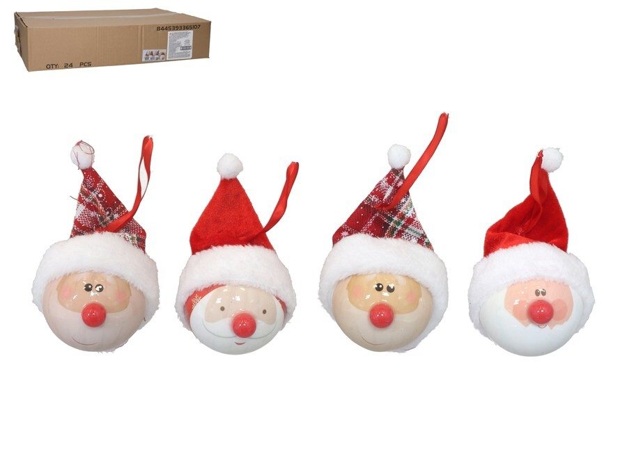 [138770] BOLA PVC CON CARA NARIZ ROJA Y GORRO 80 MM