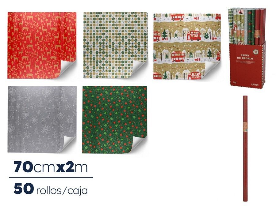 [138775] ROLLO PAPEL REGALO XMAS 70 CM X 2 MTS