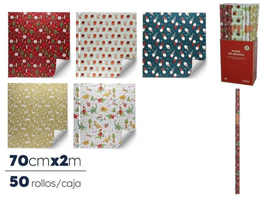 [138776] ROLLO PAPEL REGALO ROJO XMAS 70 CM X 2 MTS