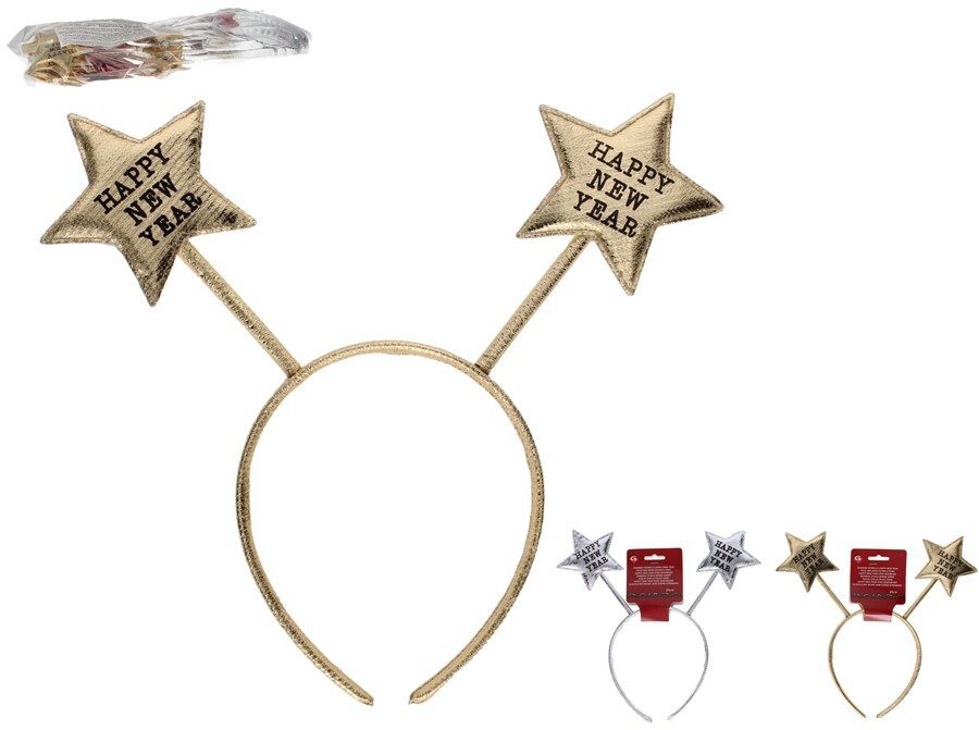 [137963] DIADEMA ESTRELLA HAPPY NEW YEAR 2 SURTIDOS 25 CM