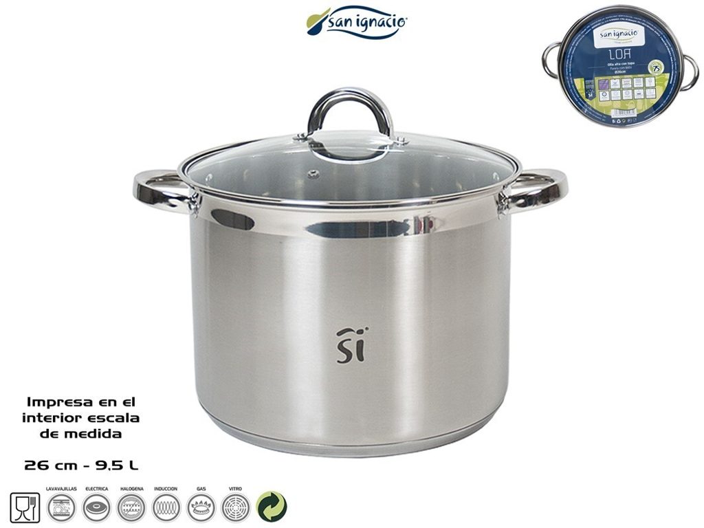 [137966] OLLA ALTA CON TAPA ALUMINIO SAN IGNACIO 9.5 LTS 26 CM