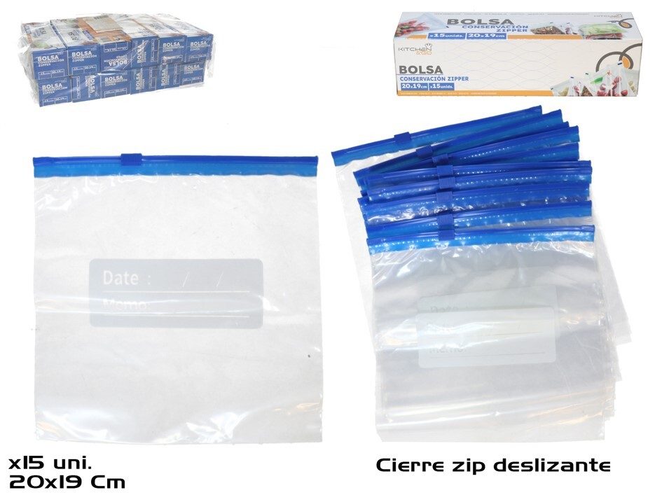 [138004] BOLSA CONSERVACION ZIPPER 20 X 19 CM 15 UDS
