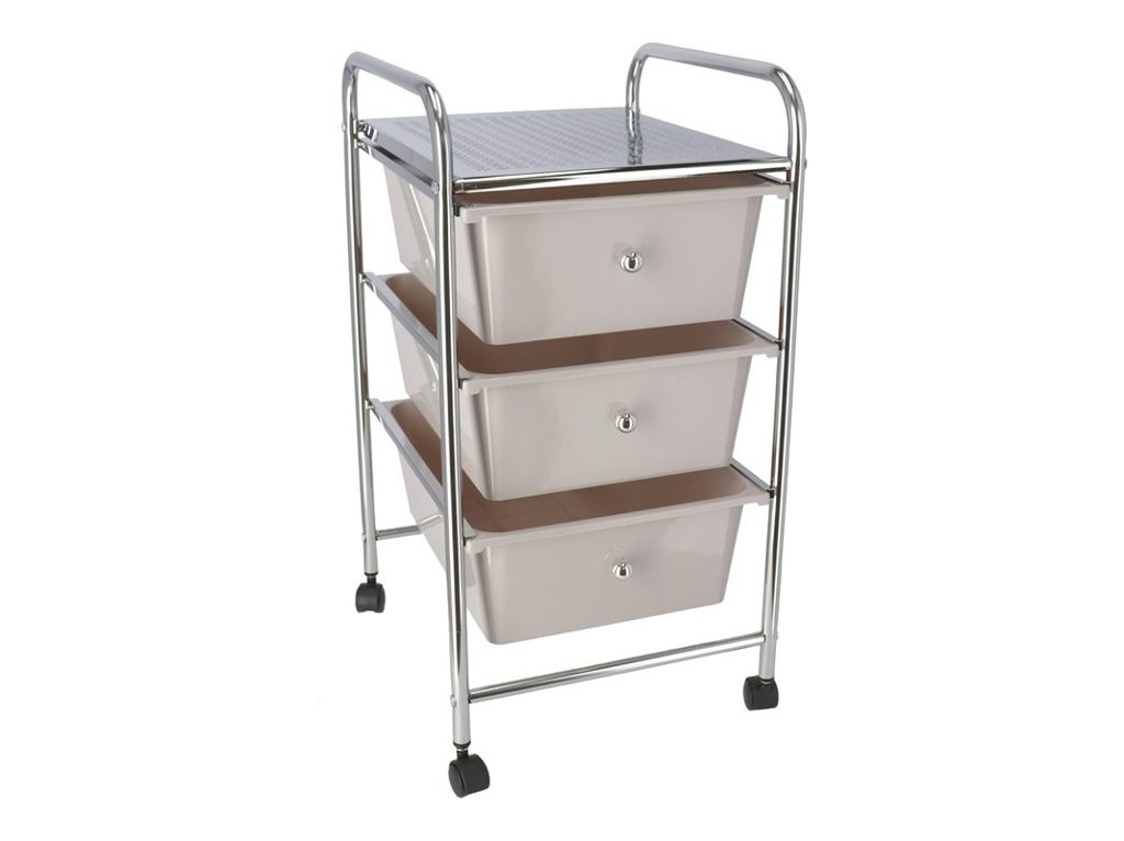 [114700] CARRO MULTIUSOS ACERO 3 CAJONES GRIS