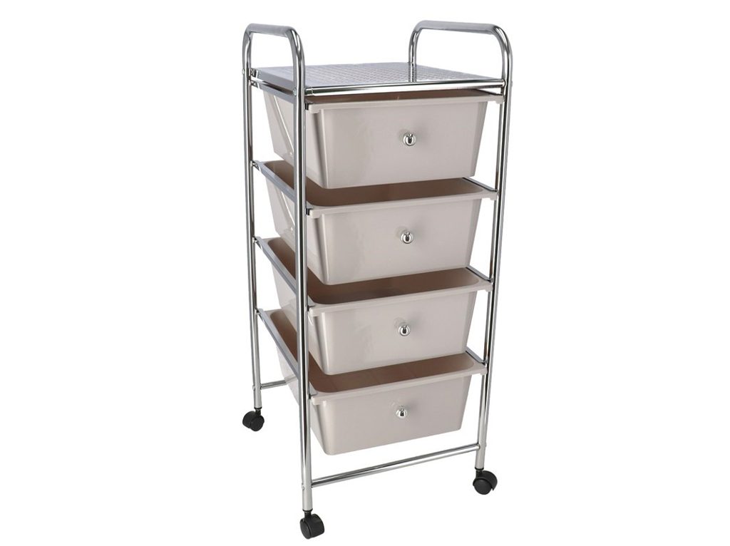 [114701] CARRO MULTIUSOS ACERO 4 CAJONES GRIS