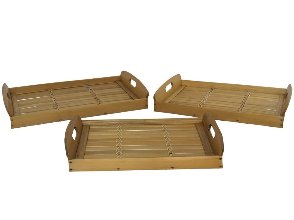 [132850] BANDEJA BAMBU NATURAL CON ASAS 42 X 28 X 3 CM