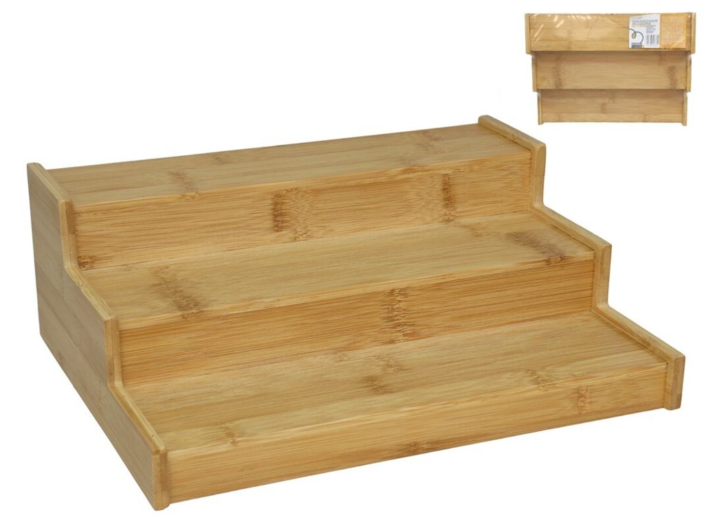 [136226] ORGANIZADOR COCINA BAMBU 3 ALTURAS 30 X 23 X 11 CM