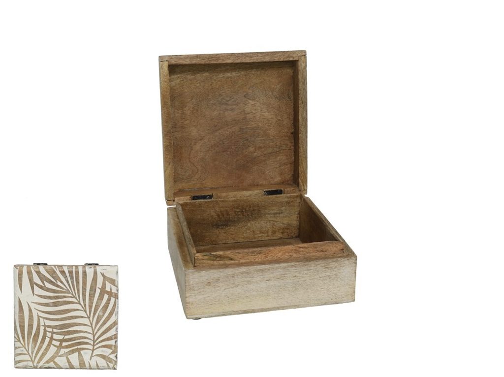 [137249] CAJA TALLADA LEAF 17 X 17 X 8 CM