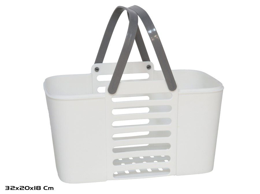 [137290] CESTA MULTIUSOS CON ASAS BLANCA 32 X 20 X 18 CM