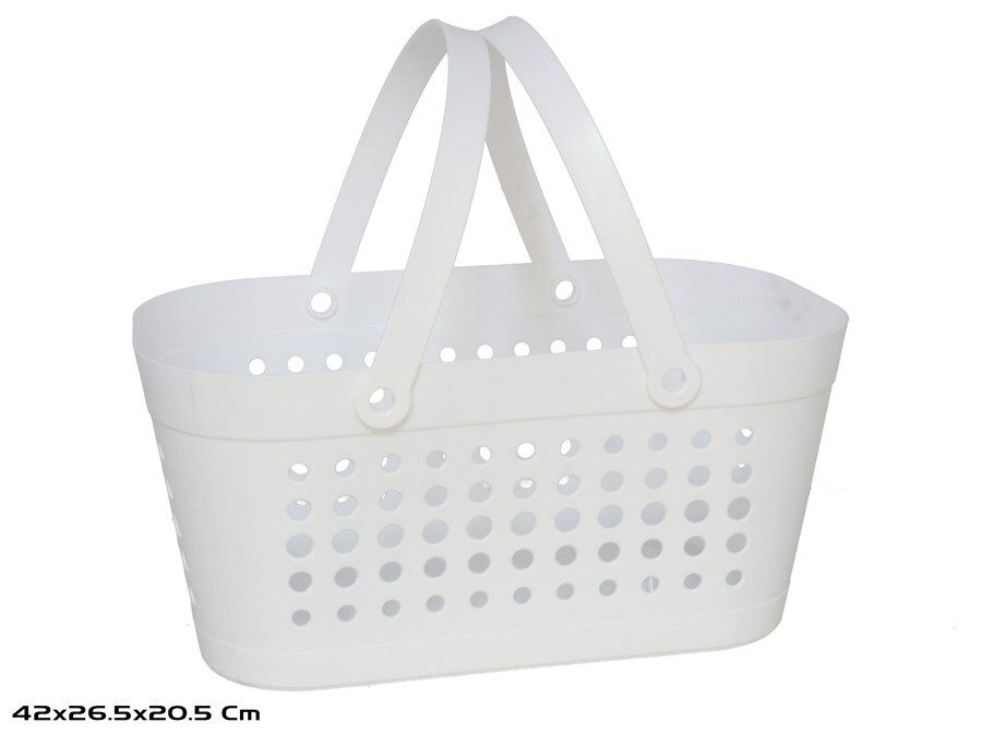 [137291] CESTA RECTANGULAR MULTIUSOS CON ASAS BLANCA 42 X 26.5 X 20.5 CM