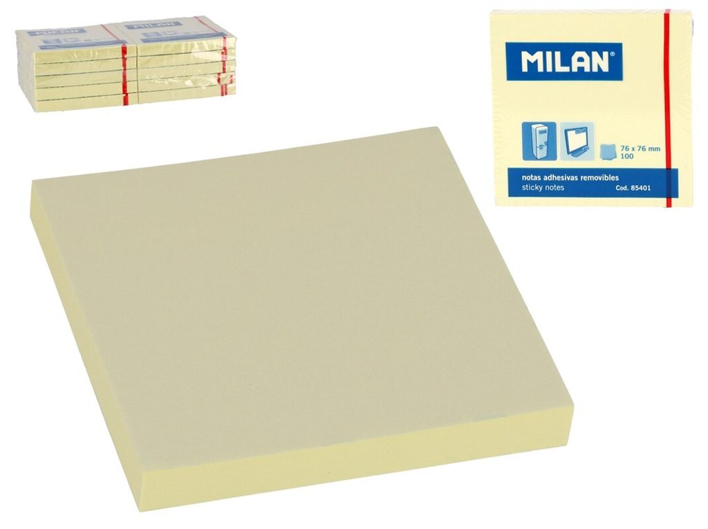 [115314] NOTA ADHESIVA AMARILLAS 76X76MM MILAN 100 UDS