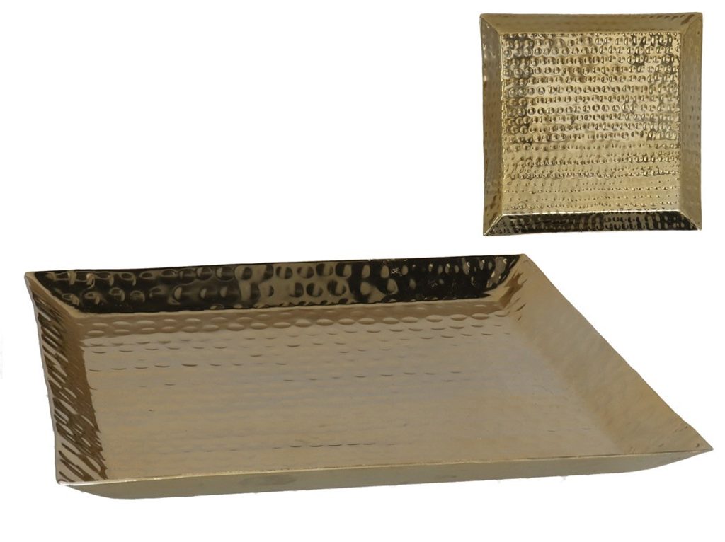 [136198] PLATO DECORATIVO ALUMINIO ORO 30 X 30 X 2.5 CM