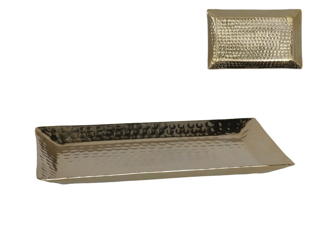 [136201] PLATO DECORATIVO ALUMINIO ORO 28 X 17.5 X 2 CM