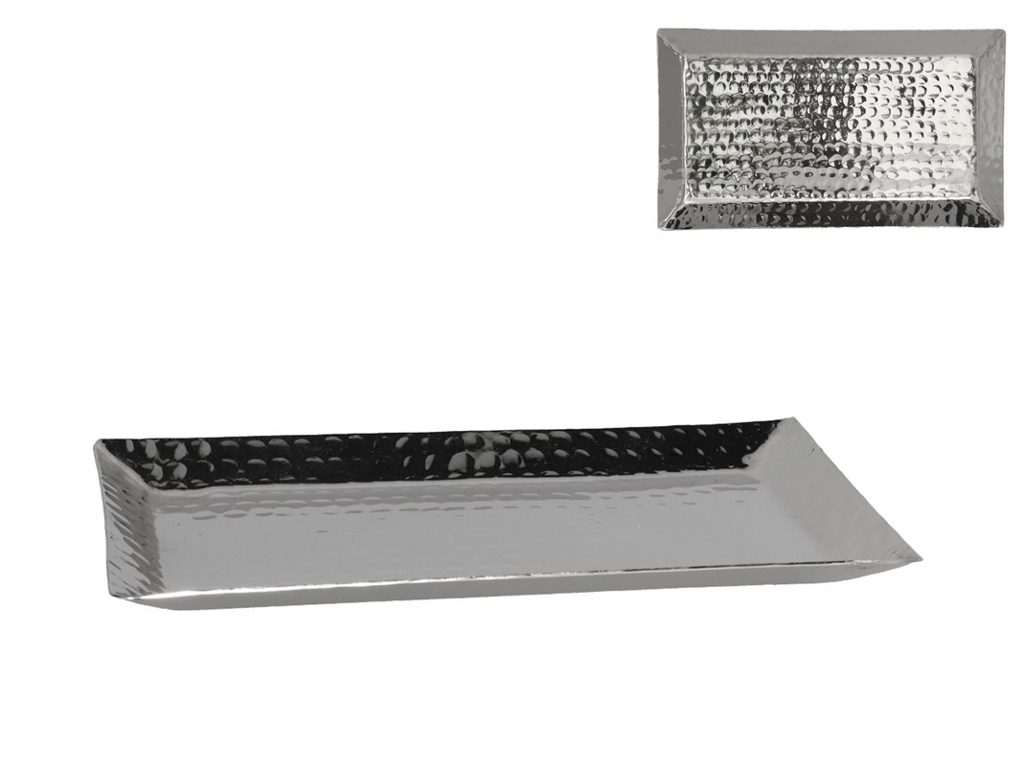 [136203] PLATO DECORATIVO ALUMINIO PLATA 30.5 X 17.5 X 2 CM