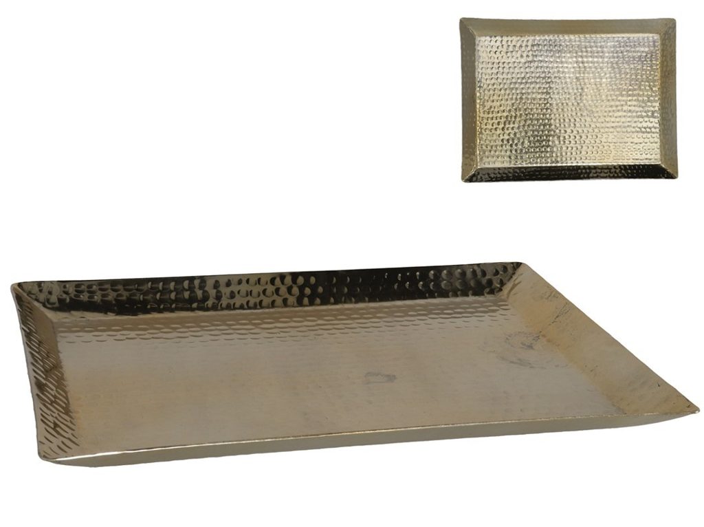 [136206] PLATO DECORATIVO ALUMINIO ORO 40.5 X 30 X 2.5 CM
