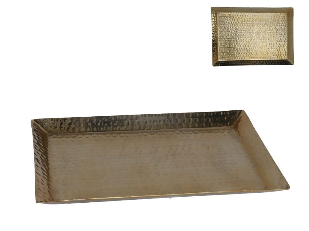 [136207] PLATO DECORATIVO ALUMINIO ORO 35.5 X 25 X 2 CM