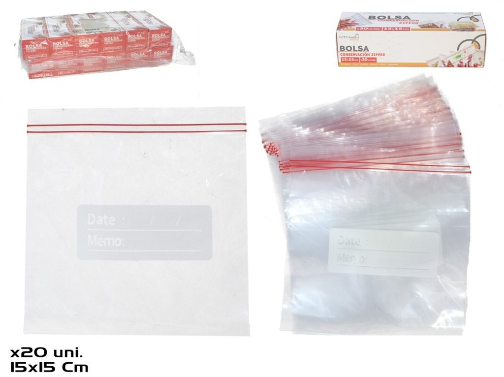[136224] BOLSA CONSERVACION ZIPPER 15 X 15 CM 20 UDS
