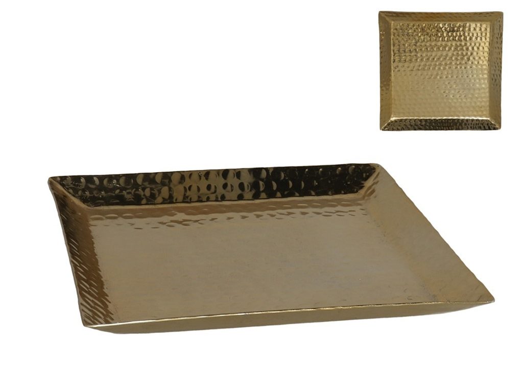 [136789] PLATO DECORATIVO ALUMINIO DORADO 25 X 25 X 2 CM