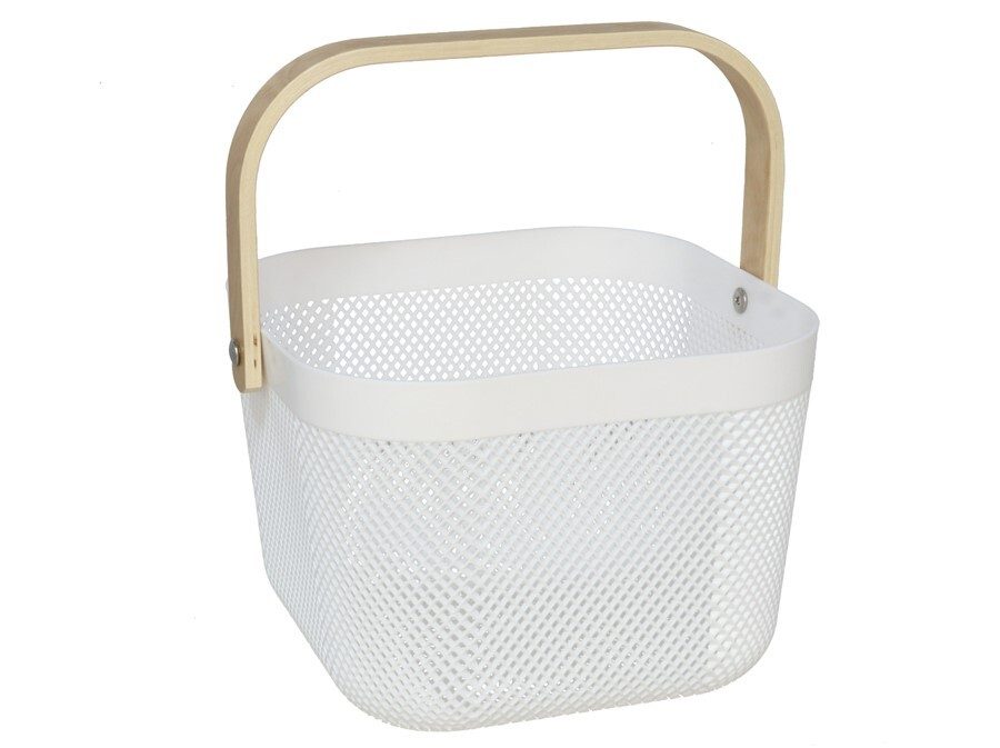 [136864] CESTA MULTIUSOS PLASTICO BLANCA CON ASA 24.5 X 24.5 X 18 CM
