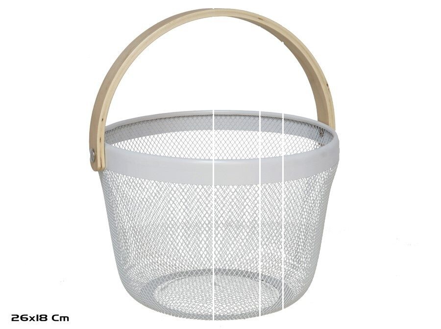 [136866] CESTA MULTIUSOS METAL BLANCA REDONDA CON ASA 26 X 18 CM