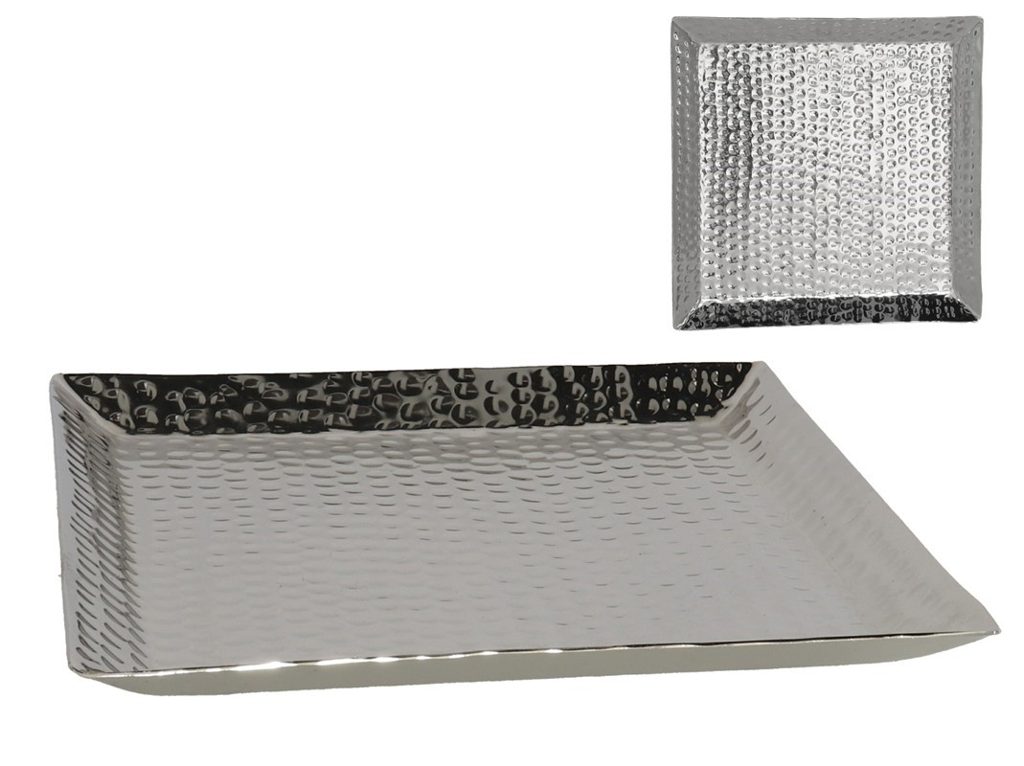 [136196] PLATO DECORATIVO ALUMINIO PLATA 30 X 30 X 2.5 CM
