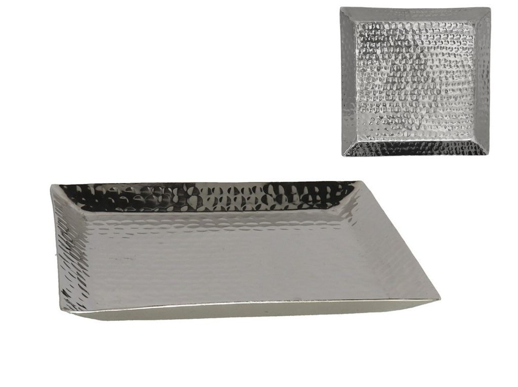 [136197] PLATO DECORATIVO ALUMINIO PLATA 25 X 25 X 2 CM