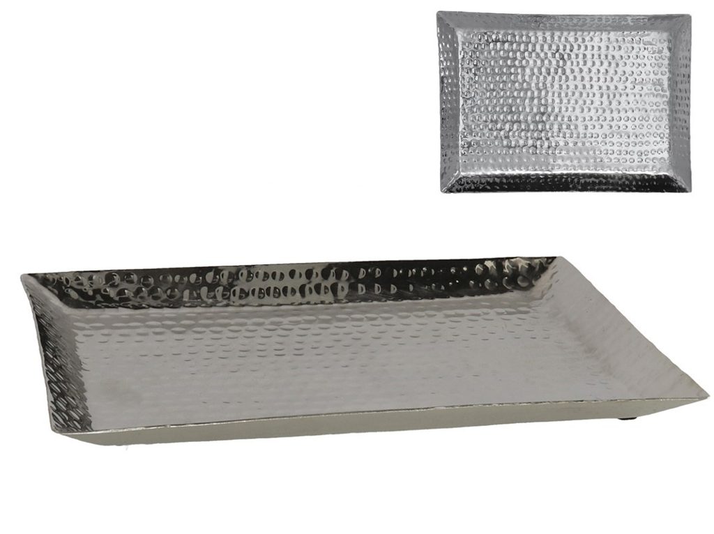 [136199] PLATO DECORATIVO ALUMINIO PLATA 35 X 25 X 2 CM