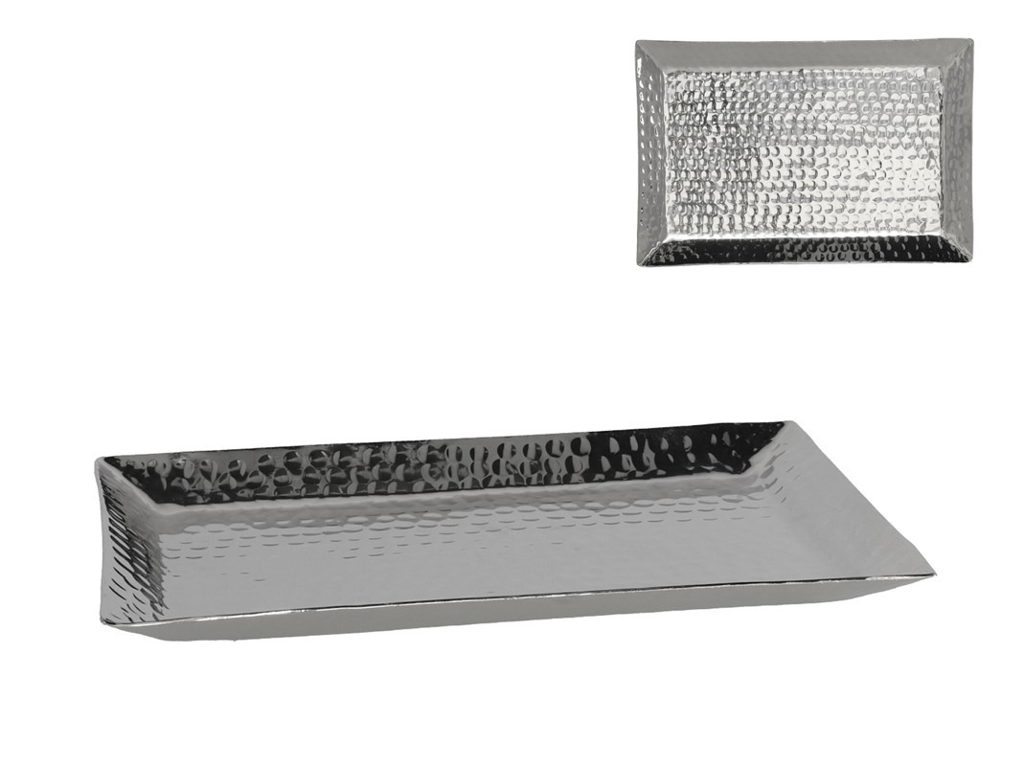 [136200] PLATO DECORATIVO ALUMINIO PLATA 30 X 20 X 2 CM