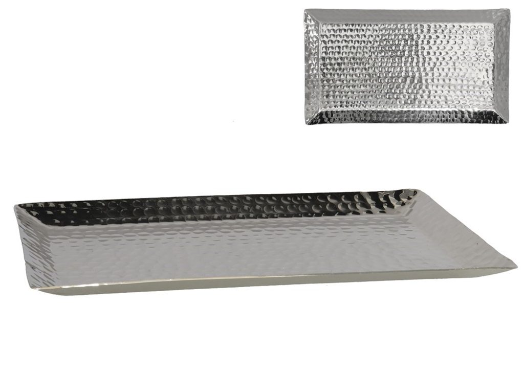 [136202] PLATO DECORATIVO ALUMINIO PLATA 40 X 22.5 X 2 CM