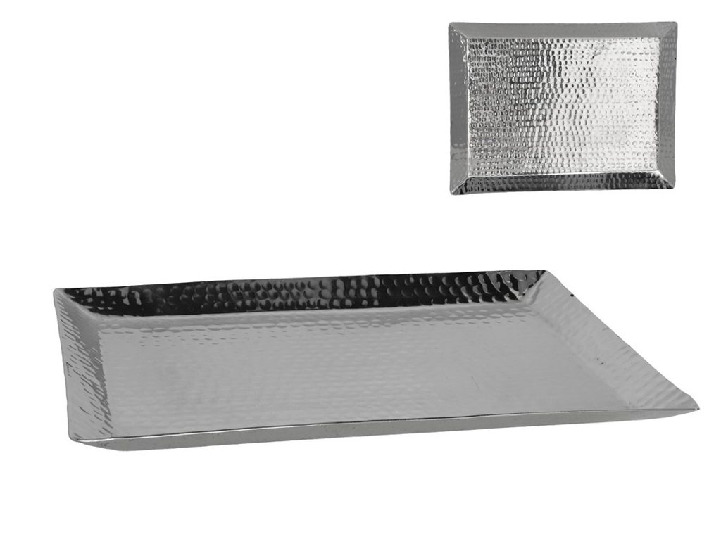 [136204] PLATO DECORATIVO ALUMINIO PLATA 40.5 X 30 X 2.5 CM