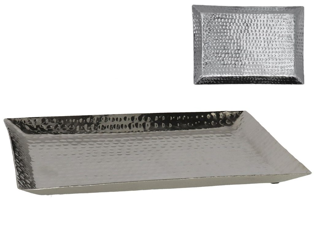 [136205] PLATO DECORATIVO ALUMINIO PLATA 35.5 X 25.5 X 2 CM