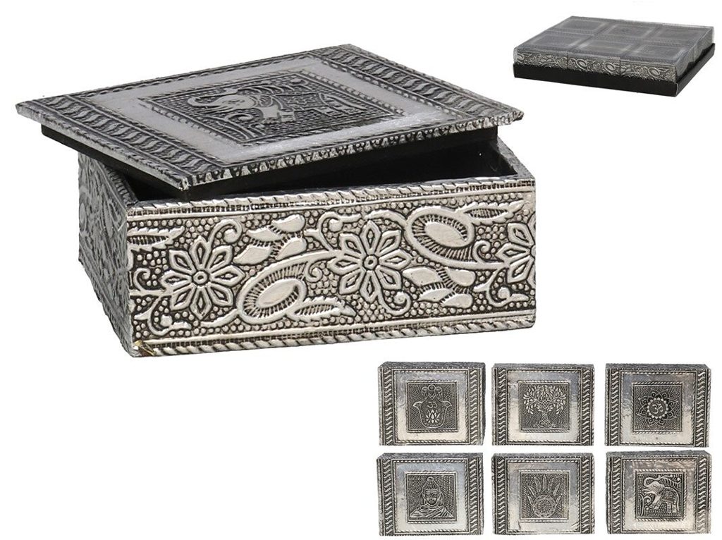 [136216] CAJA MDF DECORADA SILVER 6 SURTIDOS 7.5 X 10 X 4.2 CM