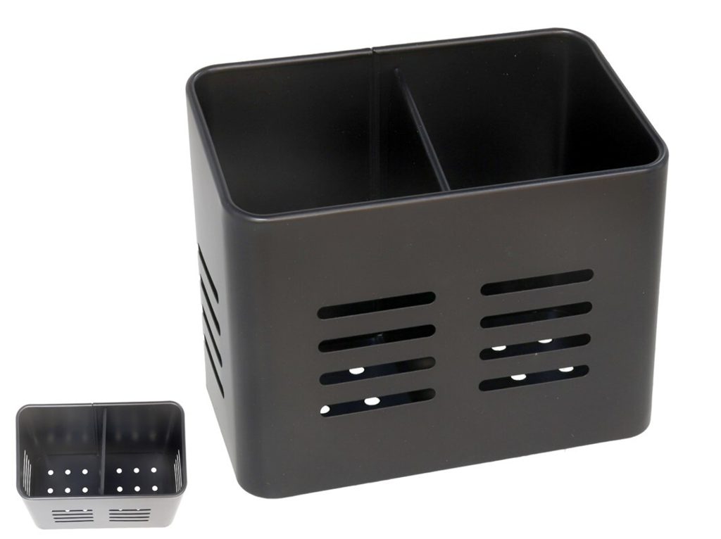 [136232] PORTA CUBIERTOS NEGRO METAL 16 X 9 X 13 CM