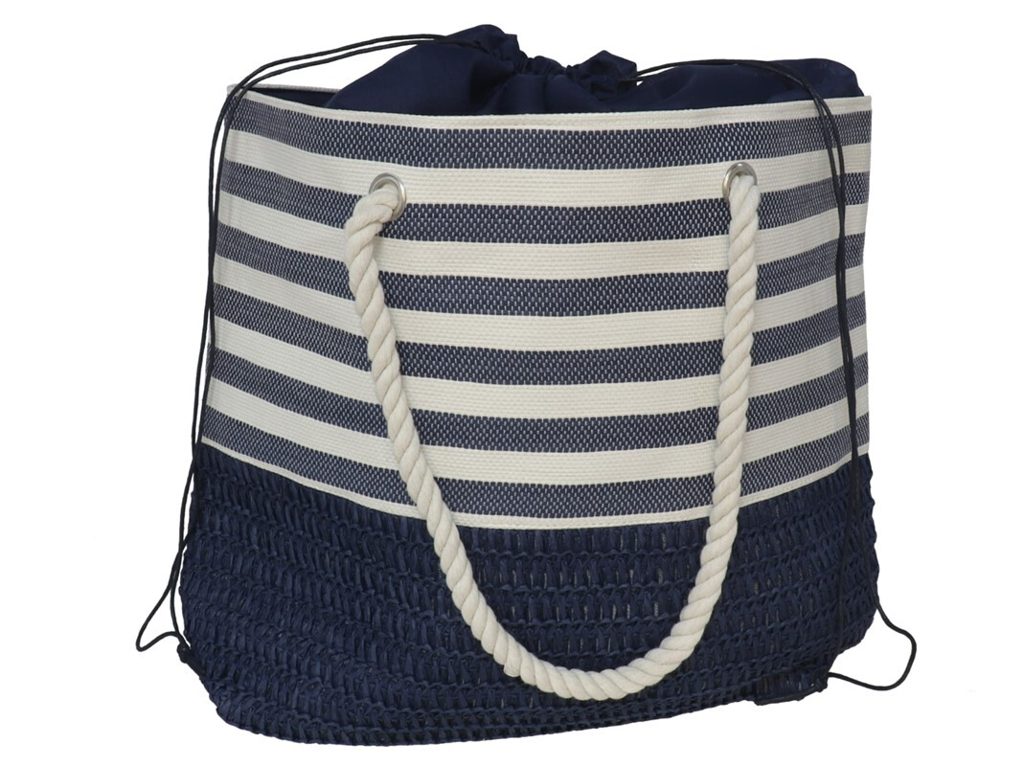 [134824] BOLSO PLAYA NAVY CON CIERRE CORDON 50 X 35 CM