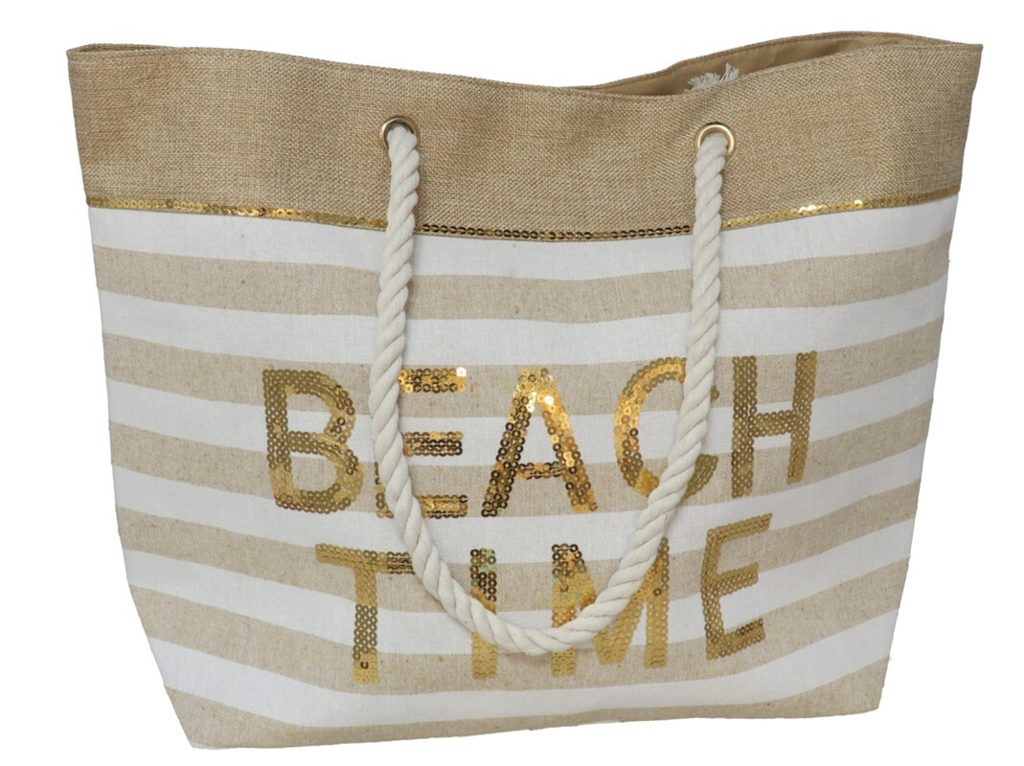 [134826] BOLSO PLAYA BEACH TIME BEACH BEIG CON CIERRE MAGNETICO 54 X 16 X 38 CM