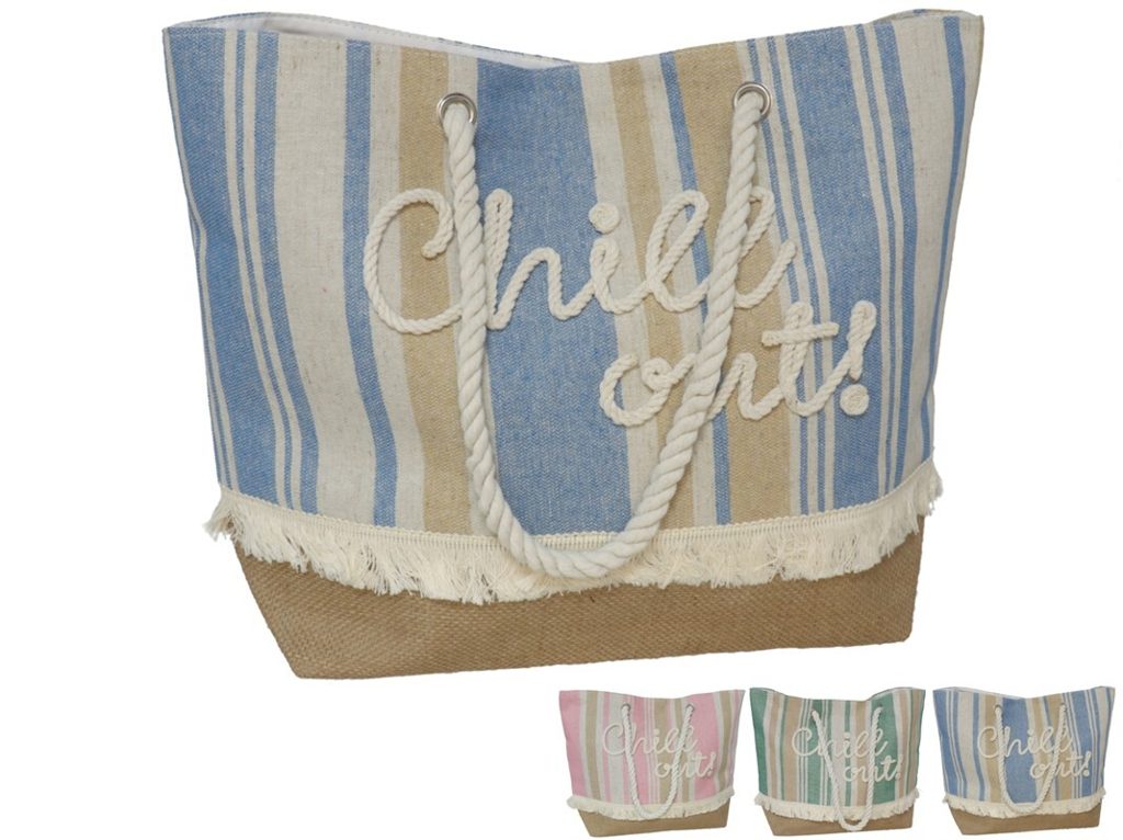 [134828] BOLSO PLAYA CHILL OUT FLECOS CON CIERRE MAGNETICO 3 SURTIDOS 52 X 15 X 38 CM