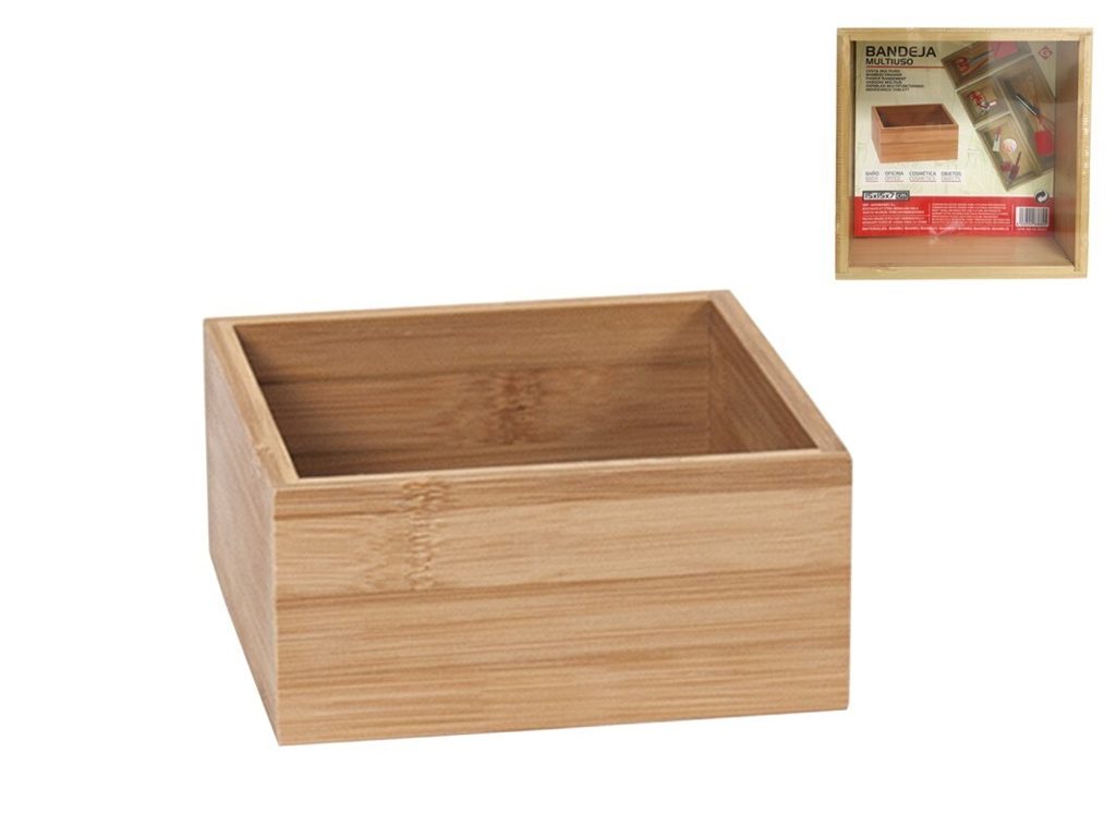 [114668] BANDEJA MULTIUSOS BAMBU 15X15X7CM