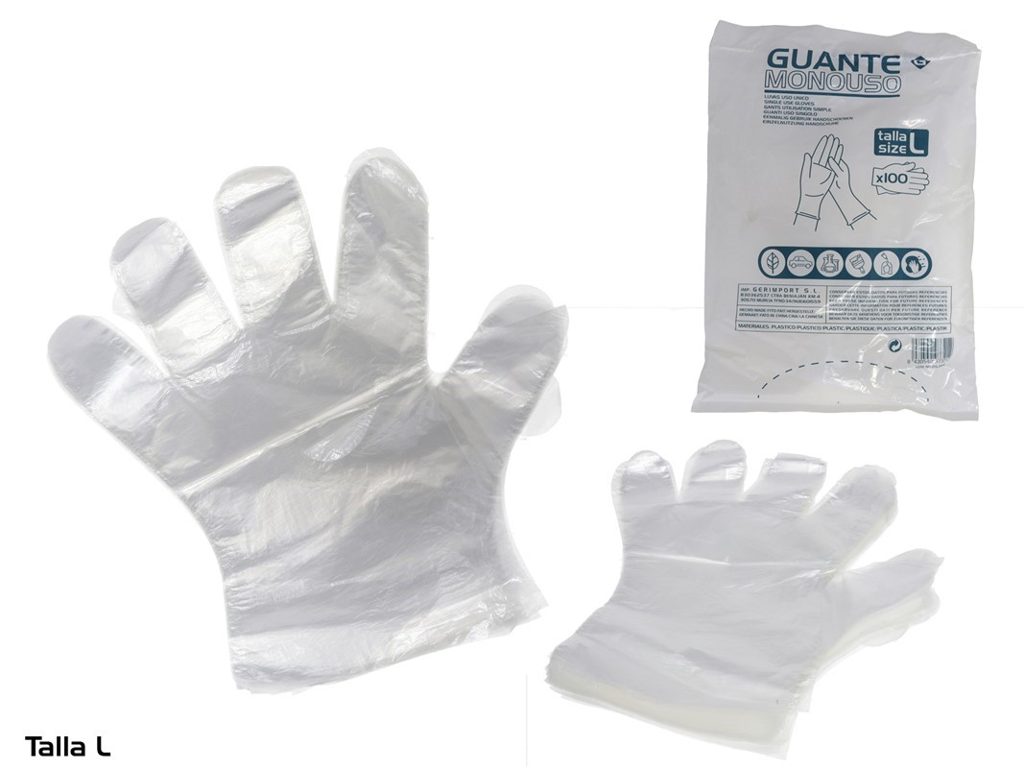 [134359] GUANTE MONOUSO PLASTICO TALLA L 100 UDS