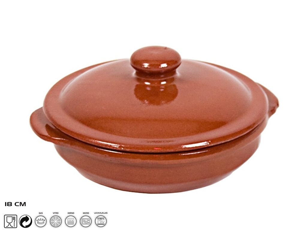 [134363] CAZUELA BARRO CON TAPA 18 CM