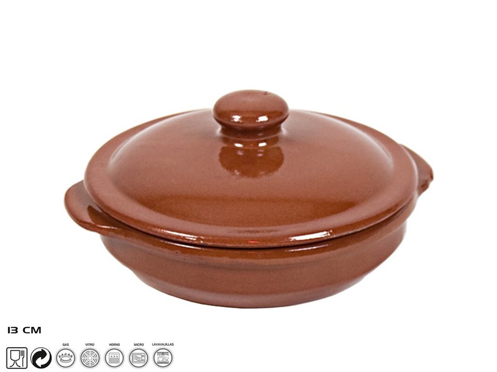 [134364] CAZUELA BARRO CON TAPA 13 CM