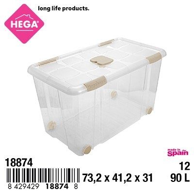 [127214] CAJA Nº12 NEW BOX CON CIERRES ANTIPOLILLA Y RUEDAS BEIG 90 LTS