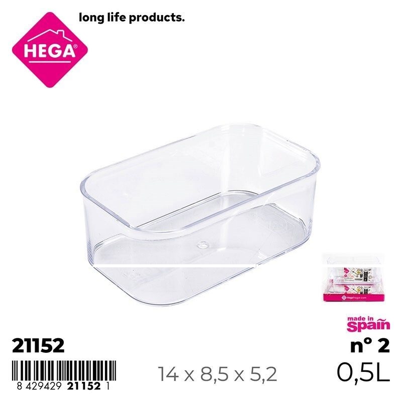 [139905] BANDEJA MULTIUSOS LUXE TRANSPARENTE RECTANGULAR Nº 2 0.5 LTS